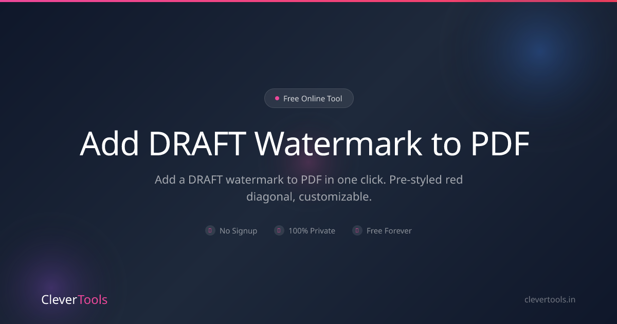 DRAFT Watermark PDF - Free, One-Click Apply | CleverTools