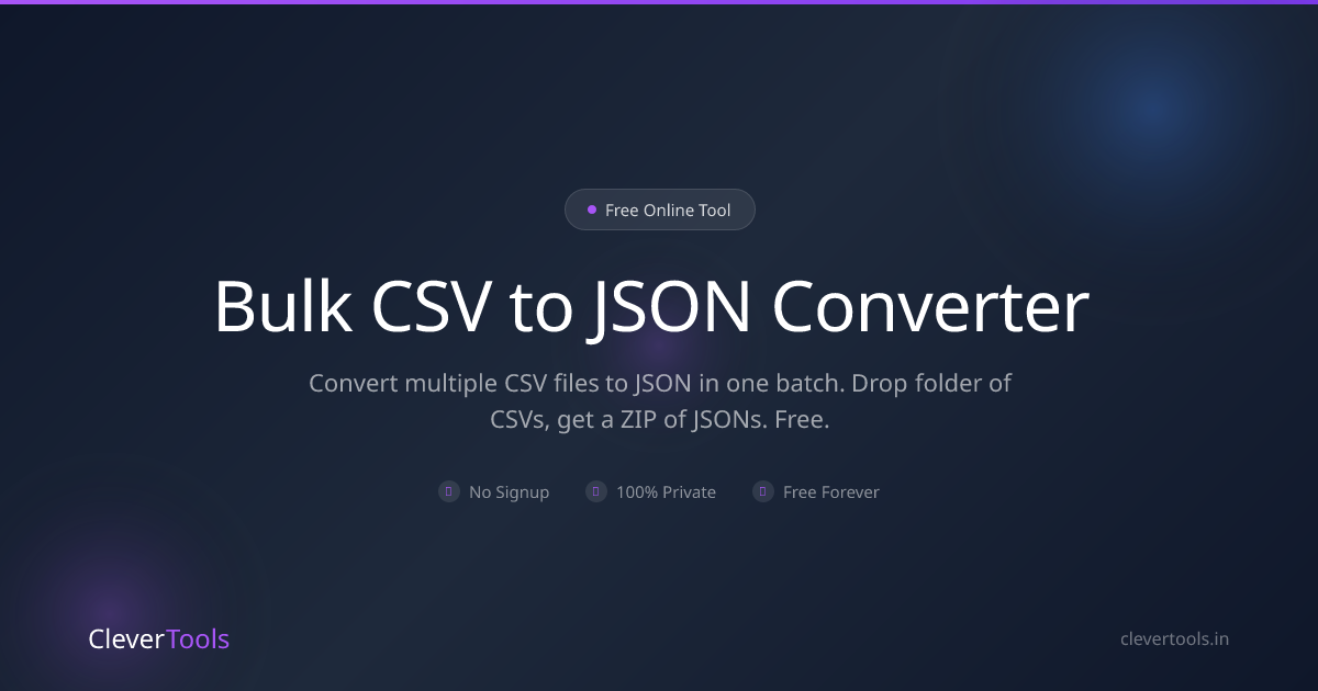 Bulk CSV to JSON - Free, Multi-File Converter | CleverTools