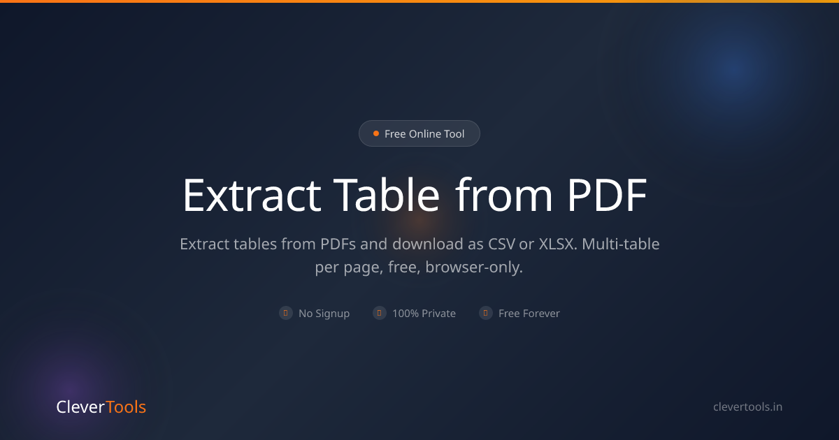 Extract Table from PDF - Free, CSV / XLSX | CleverTools