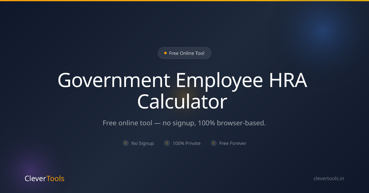 HRA Calculator (Govt) - CCA, Pay Matrix India | CleverTools