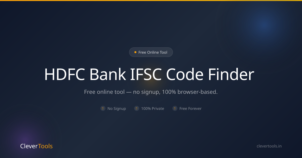 HDFC IFSC Code Finder - Free, All Branches | CleverTools