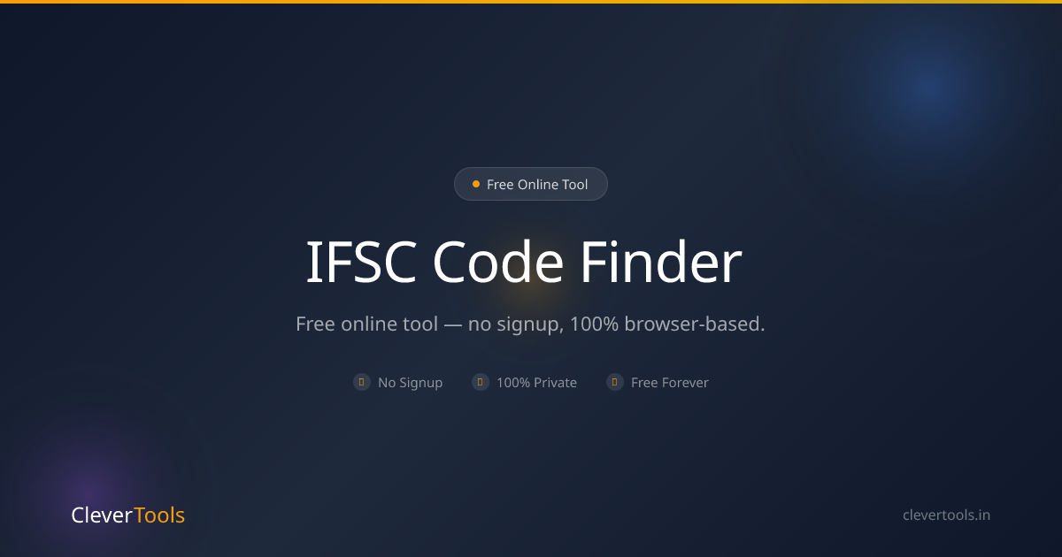 IFSC Code Finder - SBI, HDFC & All Banks | CleverTools
